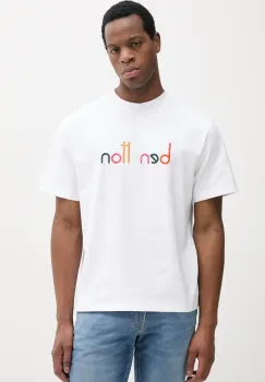 United Colors of Benetton tricou din bumbac barbati, culoarea galben, cu imprimeu, 3MI6U109O imagine