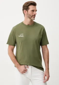 United Colors of Benetton tricou din bumbac barbati, culoarea verde, cu imprimeu, 34BNU10AP imagine