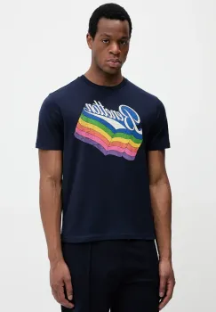 United Colors of Benetton tricou din bumbac barbati, culoarea violet, cu imprimeu, 3I1XU1096 imagine