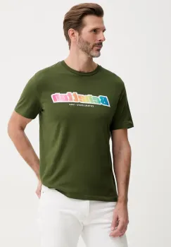 United Colors of Benetton tricou din bumbac barbati, culoarea violet, cu imprimeu, 3I1XU1096 imagine