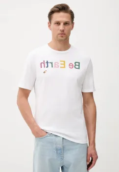 United Colors of Benetton tricou din bumbac culoarea alb, cu imprimeu, 3BL0U10AG imagine