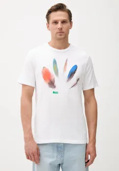 United Colors of Benetton tricou din bumbac culoarea alb, cu imprimeu, 3BL0U10AG imagine
