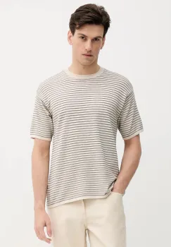 United Colors of Benetton tricou din bumbac culoarea bej, cu imprimeu, 1195K109V imagine