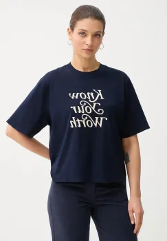 United Colors of Benetton tricou din bumbac culoarea bleumarin, 3DCJD10B9 imagine