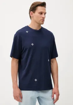 United Colors of Benetton tricou din bumbac culoarea bleumarin, cu imprimeu, 325RU10AL imagine