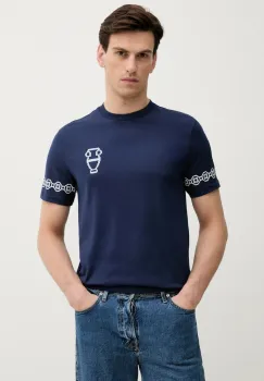 United Colors of Benetton tricou din bumbac culoarea bleumarin, cu imprimeu, 3BL0U10AF imagine