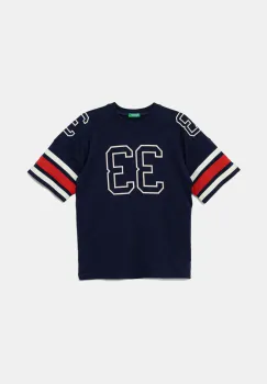 United Colors of Benetton tricou din bumbac culoarea bleumarin, cu imprimeu, 3MI5C10OA imagine