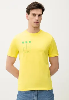 United Colors of Benetton tricou din bumbac culoarea galben, cu imprimeu, 3BL0U10AF imagine