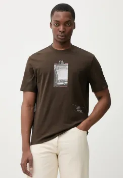 United Colors of Benetton tricou din bumbac culoarea maro, cu imprimeu, 3MI5U10BG imagine