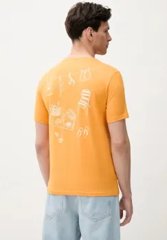 United Colors of Benetton tricou din bumbac culoarea portocaliu, cu imprimeu, 3BL0U10AF imagine