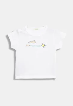 United Colors of Benetton tricou din bumbac pentru bebelusi culoarea alb, 3I1XA1067 imagine