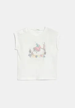United Colors of Benetton tricou din bumbac pentru bebelusi culoarea alb, 3I1XA106A imagine