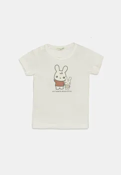 United Colors of Benetton tricou din bumbac pentru bebelusi culoarea alb, cu imprimeu, 3I9WA1062 imagine