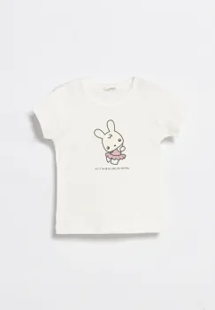 United Colors of Benetton tricou din bumbac pentru bebelusi culoarea alb, cu imprimeu, 3I9WA1062 imagine