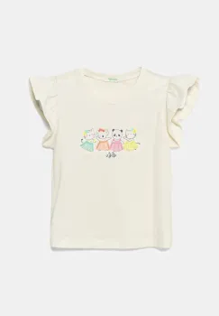 United Colors of Benetton tricou din bumbac pentru bebelusi culoarea bej, 3096A106F imagine