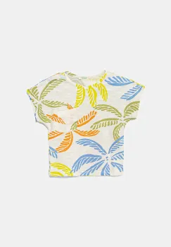 United Colors of Benetton tricou din bumbac pentru bebelusi culoarea bej, cu imprimeu, 3O7SA106E imagine