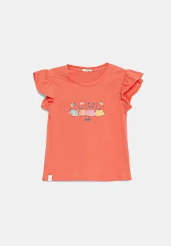United Colors of Benetton tricou din bumbac pentru bebelusi culoarea portocaliu, 3096A106F imagine