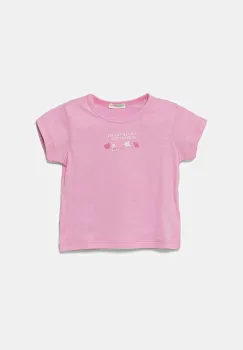 United Colors of Benetton tricou din bumbac pentru bebelusi culoarea roz, 3I1XA1067 imagine