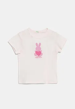 United Colors of Benetton tricou din bumbac pentru bebelusi culoarea roz, 3I1XA1067 imagine