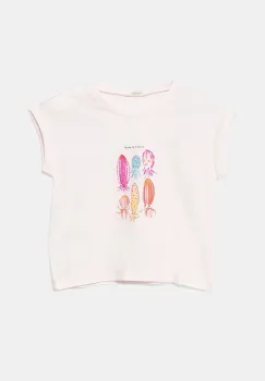 United Colors of Benetton tricou din bumbac pentru bebelusi culoarea roz, 3I1XA106A imagine