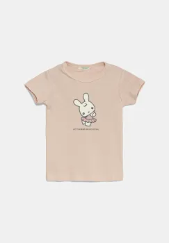 United Colors of Benetton tricou din bumbac pentru bebelusi culoarea roz, cu imprimeu, 3I9WA1062 imagine