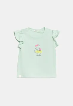 United Colors of Benetton tricou din bumbac pentru bebelusi culoarea verde, 3096A106F imagine