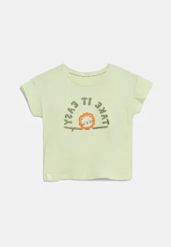 United Colors of Benetton tricou din bumbac pentru bebelusi culoarea verde, cu imprimeu, 3096A106D imagine