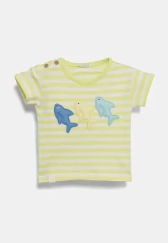 United Colors of Benetton tricou din bumbac pentru bebelusi culoarea verde, cu imprimeu, 34LPA106B imagine