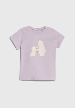 United Colors of Benetton tricou din bumbac pentru bebelusi culoarea violet, modelator imagine