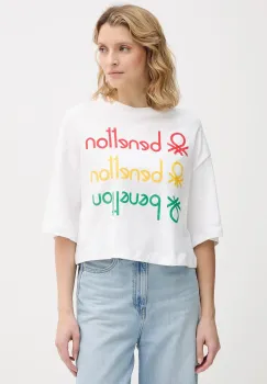 United Colors of Benetton tricou din bumbac x Stranger Things culoarea alb, 3BL0D10BC imagine
