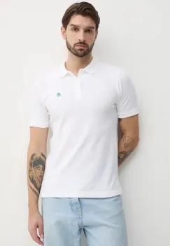 United Colors of Benetton tricou polo barbati, culoarea alb, neted, 3WG9U301Z imagine