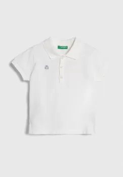 United Colors of Benetton tricou polo copii culoarea alb, neted imagine