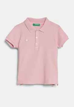 United Colors of Benetton tricou polo copii culoarea roz, cu guler, 3WG9G300A imagine