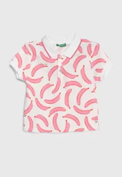 United Colors of Benetton tricou polo copii culoarea roz, cu guler imagine