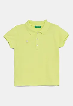 United Colors of Benetton tricou polo copii culoarea verde, cu guler, 3WG9G300A imagine