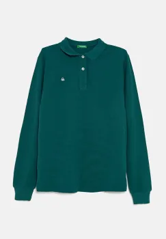 United Colors of Benetton tricou polo copii culoarea verde, neted, 3089C300Z imagine