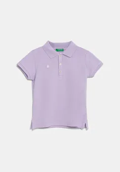 United Colors of Benetton tricou polo copii culoarea violet, cu guler, 3WG9G300A imagine