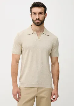 United Colors of Benetton tricou polo culoarea bej, melanj, 115RK301I imagine