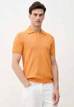 United Colors of Benetton tricou polo culoarea portocaliu, melanj, 115RK301I imagine