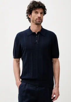 United Colors of Benetton tricou polo din in culoarea bleumarin, uni, 115GK301G imagine