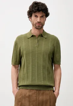 United Colors of Benetton tricou polo din in culoarea verde, uni, 115GK301G imagine
