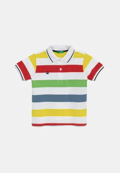 United Colors of Benetton tricouri polo din bumbac pentru copii culoarea alb, cu imprimeu, 39QAG300V imagine