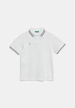 United Colors of Benetton tricouri polo din bumbac pentru copii culoarea alb, cu imprimeu, 3H35C301V imagine