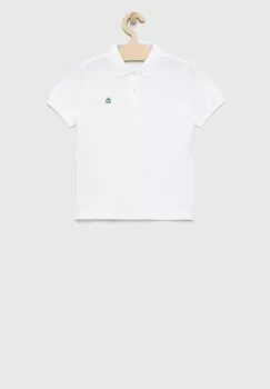 United Colors of Benetton tricouri polo din bumbac pentru copii culoarea alb, neted imagine