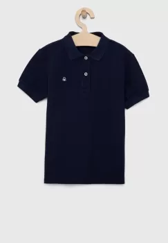 United Colors of Benetton tricouri polo din bumbac pentru copii culoarea albastru marin, neted imagine