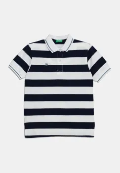 United Colors of Benetton tricouri polo din bumbac pentru copii culoarea bleumarin, cu imprimeu, 39QAC301T imagine