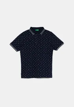 United Colors of Benetton tricouri polo din bumbac pentru copii culoarea bleumarin, cu imprimeu, 3H35C301V imagine