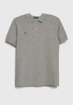 United Colors of Benetton tricouri polo din bumbac pentru copii culoarea gri, neted imagine