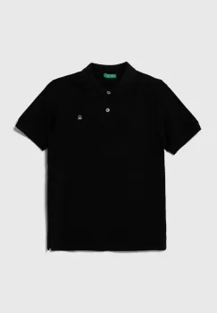 United Colors of Benetton tricouri polo din bumbac pentru copii culoarea negru, neted imagine