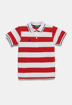 United Colors of Benetton tricouri polo din bumbac pentru copii culoarea rosu, cu imprimeu, 39QAG300V imagine